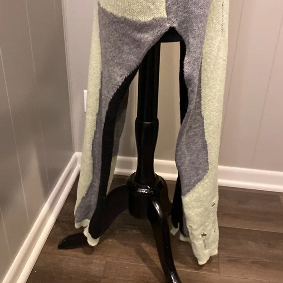 Kollyy Large Green/black/grey Colorblock Knit Distressed Slit Maxi Dress - Picture 8 of 13